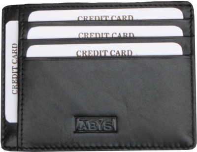 

ABYS Black Genuine Leather Card Case/Card Holder/Credit Card Case for Men & Women(Black)