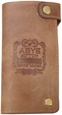 ABYS Men Tan Genuine Leather Money Clip(20 Card Slots)