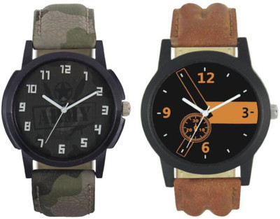 

NEWMAN Attractive Army look & Brown Stylish Analog leather Belt watch - For Men & Boys Watch - For Boys