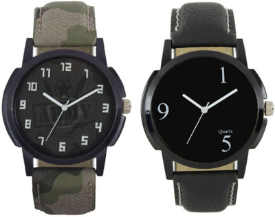 

NEWMAN NEW Stylish Attractive Army look and simple White Analog Watch (Combo of 2)- For Men & Boys Watch - For Boys