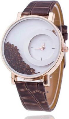

Musket Shine Wooden Belt Moving Diamond Watch - For Girls
