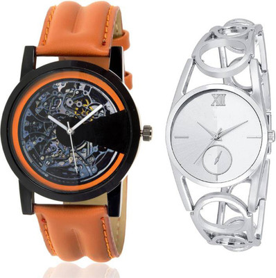 

Niyati Nx Silver ring strap chronograph pattern watch with Brown open machanical stylish watch for couple men and women Watch - For Boys & Girls Watch - For Men & Women