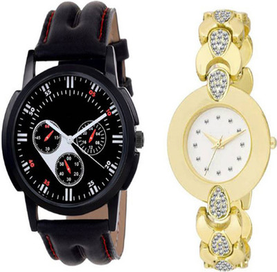 

Niyati Nx gold color round fancy dial watch with Black chronograph pattern stylish sport watch for couple men and women Watch - For Boys & Girls Watch - For Men & Women