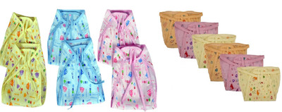 

PEUBUD Reusable Printed Cotton and Hosiery Cloth Diaper /Langot / Nappy for new born baby (0-6 Months (6 Cotton+6 Hosiery=Pack of 12 Nappy, Multicolor