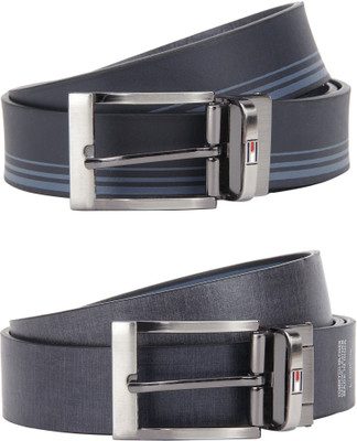 

Tommy Hilfiger Men Blue, Grey Genuine Leather Reversible Belt, Navy/grey