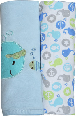 

Kiwi Embroidered  Swadding Baby Blanket(Cotton, Blue