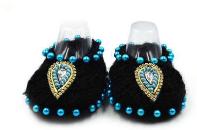Magic Needles Booties(Toe to Heel Length - 12 cm Black)