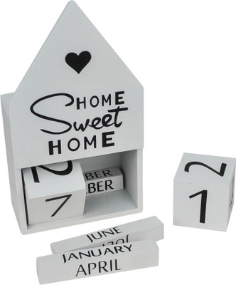 

ZEVORA WOODEN WHITE HOME SWEET HOME NEVER ENDING WHITE CALENDAR FOR OFFICE,HOME & GIFT ITEM any year Table Calendar(White, SWEET HOME)