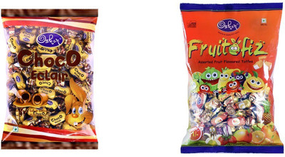 

Oshon Choco Eclair & Fruitofiz Pouch Combo (Pack of 2) Milk Cream Candy(Pack of 2)