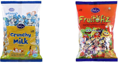 

Oshon Crunchy Milk & Fruitofiz Pouch Combo (Pack of 2) Milk Cream Candy(Pack of 2)