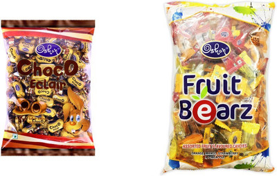 

Oshon Choco Eclair & Fruit Bearz Pouch Combo (Pack of 2) Milk Cream Candy(Pack of 2)