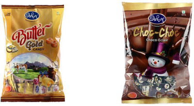 

Oshon Butter Gold & Choc-Choc Choco Eclair Pouch Combo (Pack of 2) Milk Cream Candy(Pack of 2)