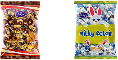 

Oshon Choco Eclair & Milky Eclair Pouch Combo (Pack of 2) Milk Cream Candy(Pack of 2)