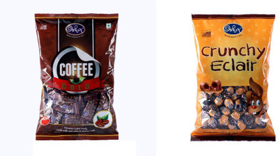 

Oshon Coffee Gold & Crunchy Eclair Pouch Combo (Pack of 2) Milk Cream Candy(Pack of 2)