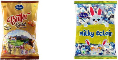 

Oshon Butter Gold & Milky Eclair Pouch Combo (Pack of 2) Milk Cream Candy(Pack of 2)