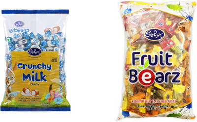 

Oshon Crunchy Milk & Fruit Bearz Pouch Combo (Pack of 2) Milk Cream Candy(Pack of 2)