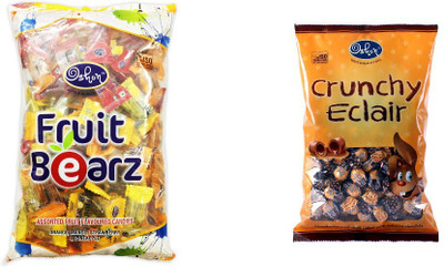 

Oshon Fruit Bearz & Crunchy Eclair Pouch Combo (Pack of 2) Assorted Candy(Pack of 2)
