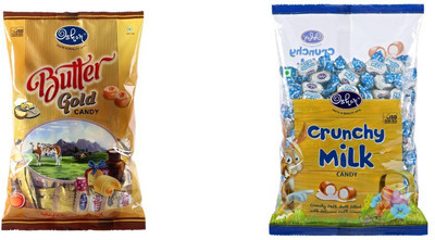 

Oshon Butter Gold & Crunchy Milk Pouch Combo (Pack of 2) Milk Cream Candy(Pack of 2)