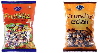 

Oshon Fruitofiz & Crunchy Eclair Pouch Combo (Pack of 2) Milk Cream Candy(Pack of 2)