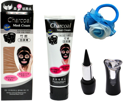 

Charcoal Mask Cream Anti Blackhead (80 gm), Black Kajal and Band(Set of 3)