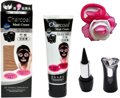 

Charcoal Mask Cream Anti Blackhead (80 gm), Black Kajal and Band(Set of 3)