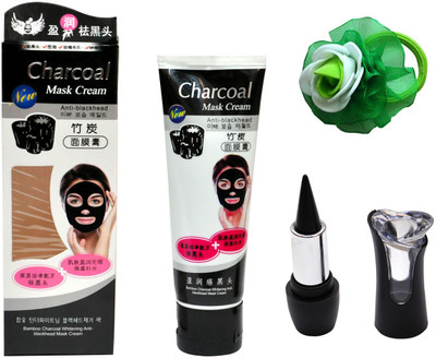 

Charcoal Mask Cream Anti Blackhead (80 gm), Black Kajal and Band(Set of 3)