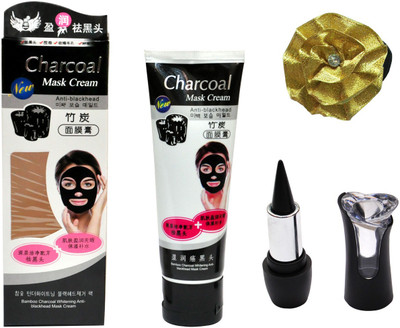 

Charcoal Mask Cream Anti Blackhead (80 gm), Black Kajal and Band(Set of 3)