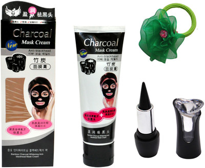 

Charcoal Mask Cream Anti Blackhead (80 gm), Black Kajal and Band(Set of 3)