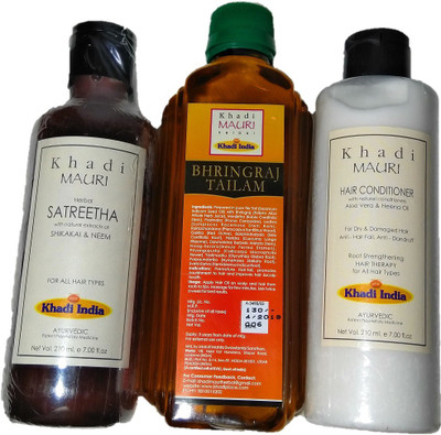 

Khadi mauri Herbal Satreetha Oil and Aloevera Conditioner with Bhringraj Oil(Set of 3)