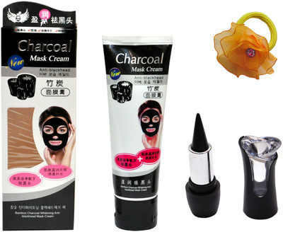 

Charcoal Mask Cream Anti Blackhead (80 gm), Black Kajal and Band(Set of 3)