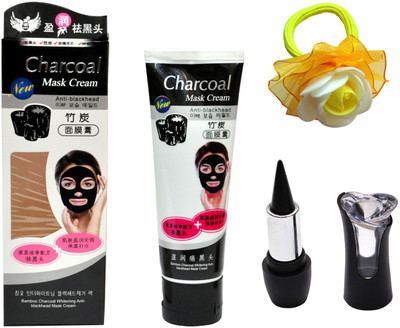 

Charcoal Mask Cream Anti Blackhead (80 gm), Black Kajal and Band(Set of 3)