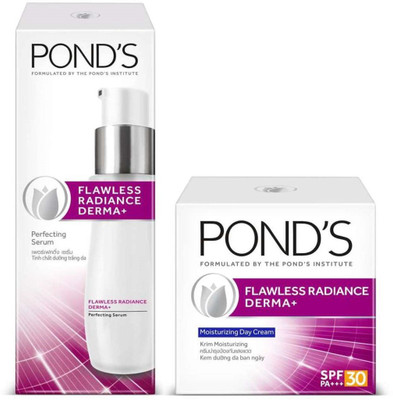 

Ponds Flawless Radiance Derma Pefecting Serum (30ml) + Moisturizing Day Cream (50g)(Set of 2)