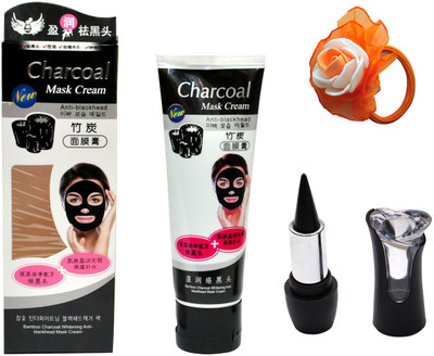 

Charcoal Mask Cream Anti Blackhead (80 gm), Black Kajal and Band(Set of 3)
