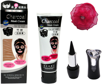 Charcoal Mask Cream Anti Blackhead (80 gm), Black Kajal and Band(Set of 3)
