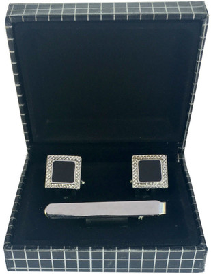 Bsquare Brass Cufflink & Tie Pin Set(Multicolor)