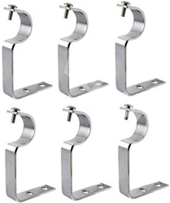 GROWNIX Silver Rod Rail Bracket Metal(Pack of 6)