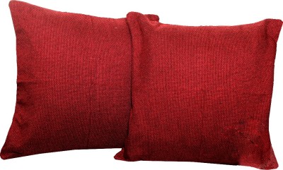 KUBER INDUSTRIES Jute Cushions Cover(Pack of 2, 60 cm*60 cm, Maroon)