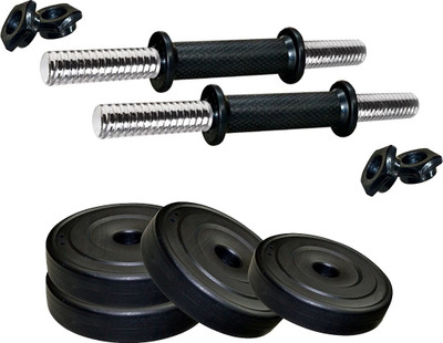 

Neulife 8Kg PVC Weight Plates With 2pc Dumbbell Rods Of 14" For Home gym Adjustable Dumbbell(8 kg)