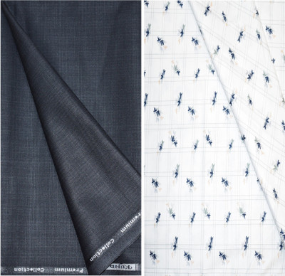 KUNDAN SULZ GWALIOR Cotton Blend Graphic Print Shirt & Trouser Fabric