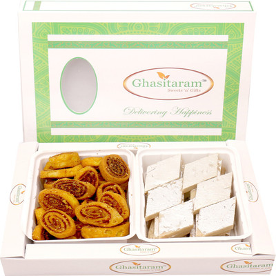 

Ghasitaram Gifts Bhakar Wadi and Kaju Katli Hamper Combo(400 gms)
