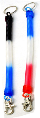 

Faynci Spiral Plastic Key Chain Red/ Blue/Black with Stretchable String Clip Holder Key Chain
