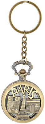 Iktu Designer Paris Eiffel Tower Pocket Watch Clock Keychain Vintage Key Chain (ParisBig-Watch) Key Chain