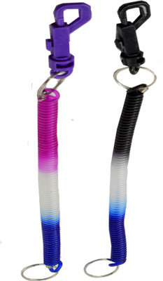 

Faynci Key Ring Spiral Two Plastic Key Chain Stretchable String Clip Holder Key Chain