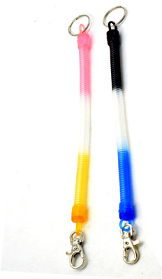 

Faynci Spiral Plastic Key Chain Yellow/ Blue/Pink/Black with Stretchable String Clip Holder Key Chain
