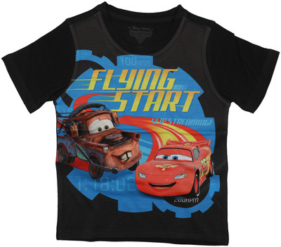 Cars Boys Graphic Print Cotton, Polyester T Shirt(Black, Pack of 1) Flipkart