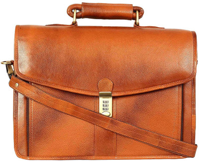 

SAVERA LEATHER 15 inch Laptop Messenger Bag(Tan), Tan color