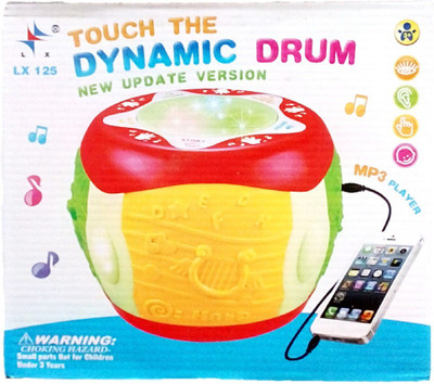 

PurpleFly Musical Drum Toys for Baby Kids Touch Dynamic Drum with Flashing Lights (with External Audio Connect Option) Batteries Included(Multicolor)