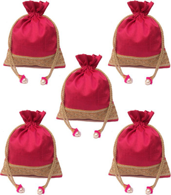 

Shubh Shagun Return Gift Potli Bag Handbag Women Ethnic 5 Pcs Potli(Maroon)