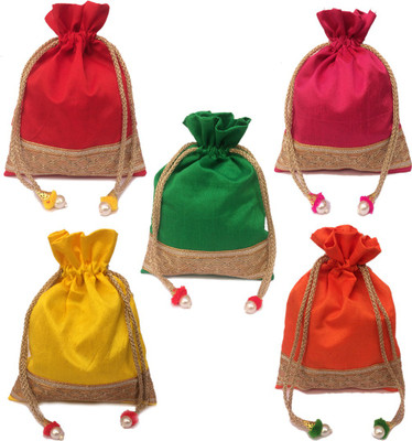 

Shubh Shagun Return Gift Potli Bag Handbag Women Ethnic bag all colors Potli(Red)