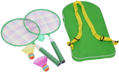 

Shrih Kids Badminton Racket, One Carry Bag With Perfect Grip With 2 X Nylon Shuttlecock & 1 Ball Green Strung Badminton Racquet(G3 - 3.5 Inches, 250 g)